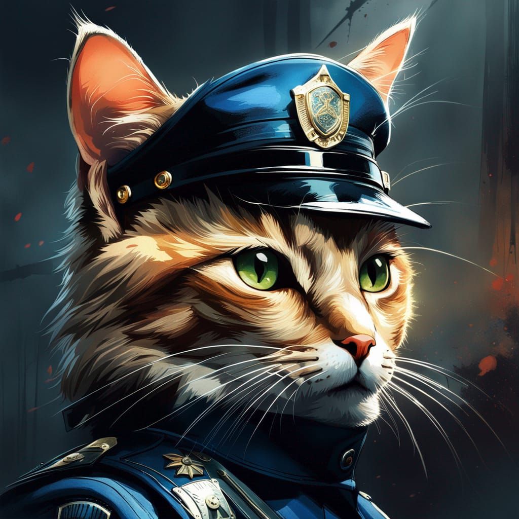 a cat police officer, cute, driving a police car - AI Generated Artwork -  NightCafe Creator