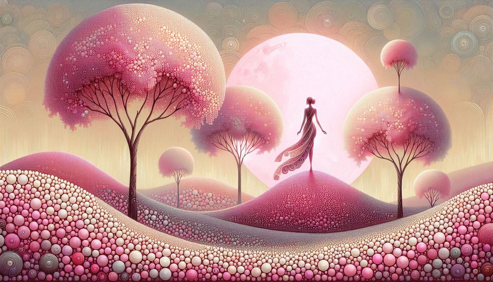 Luminous pink pearls + white  by @Gumnut