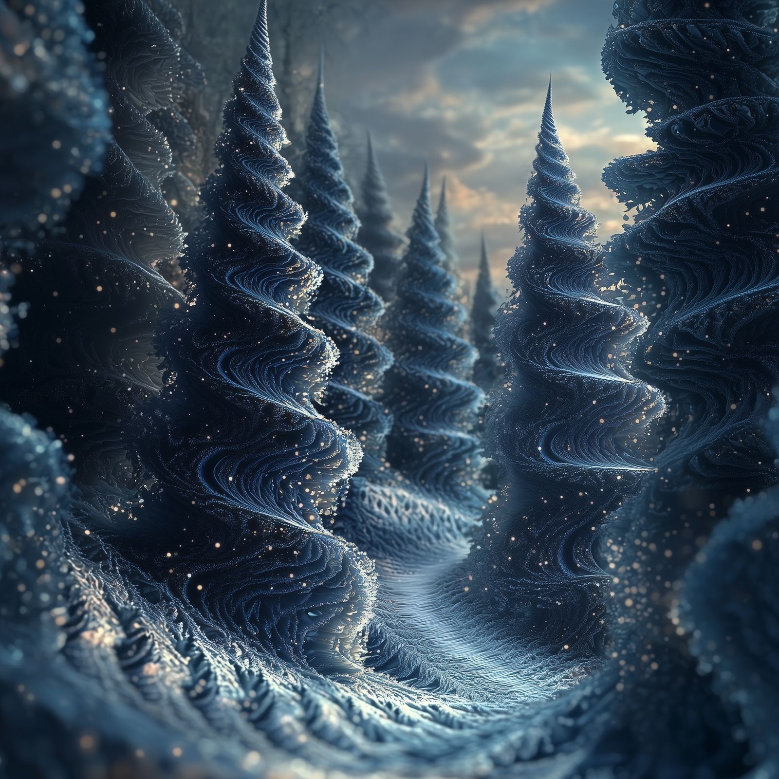 Fractal Art Winter Forest