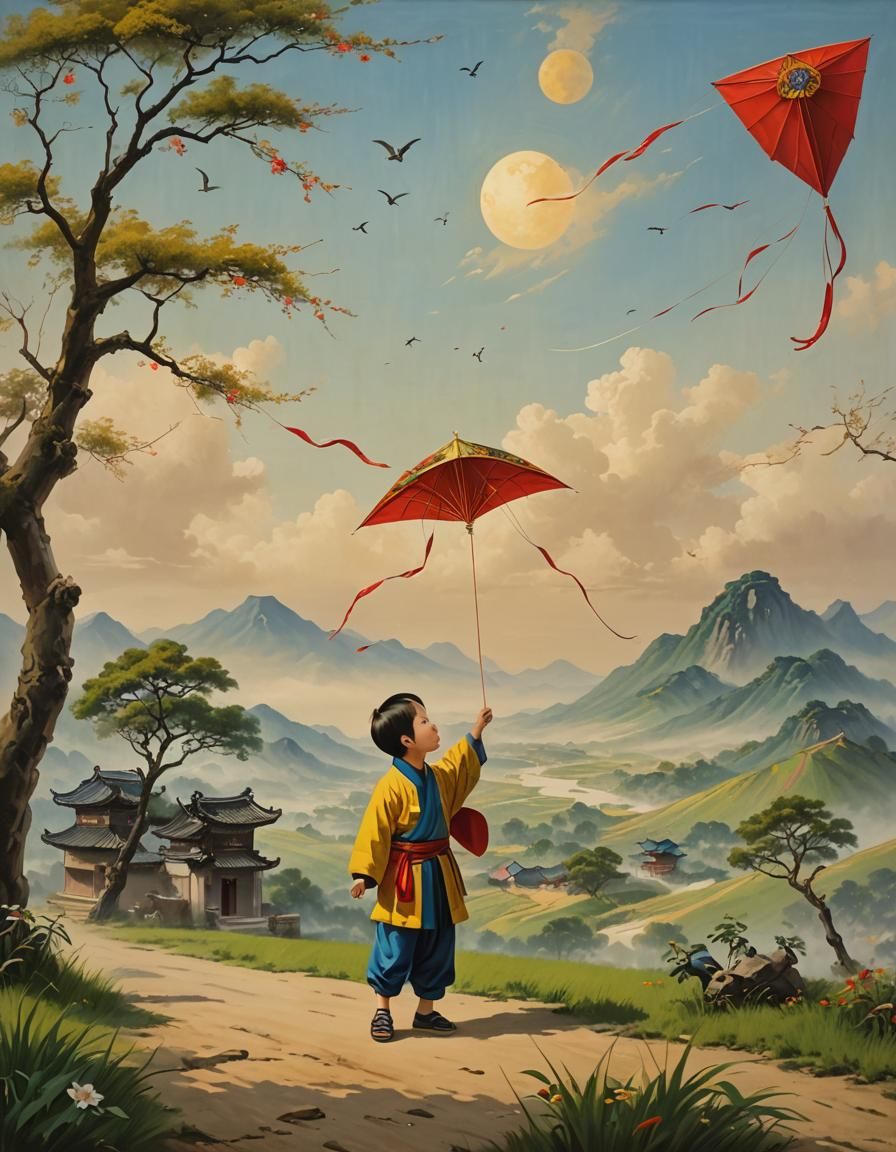 Launching an ancient Chinese Kite