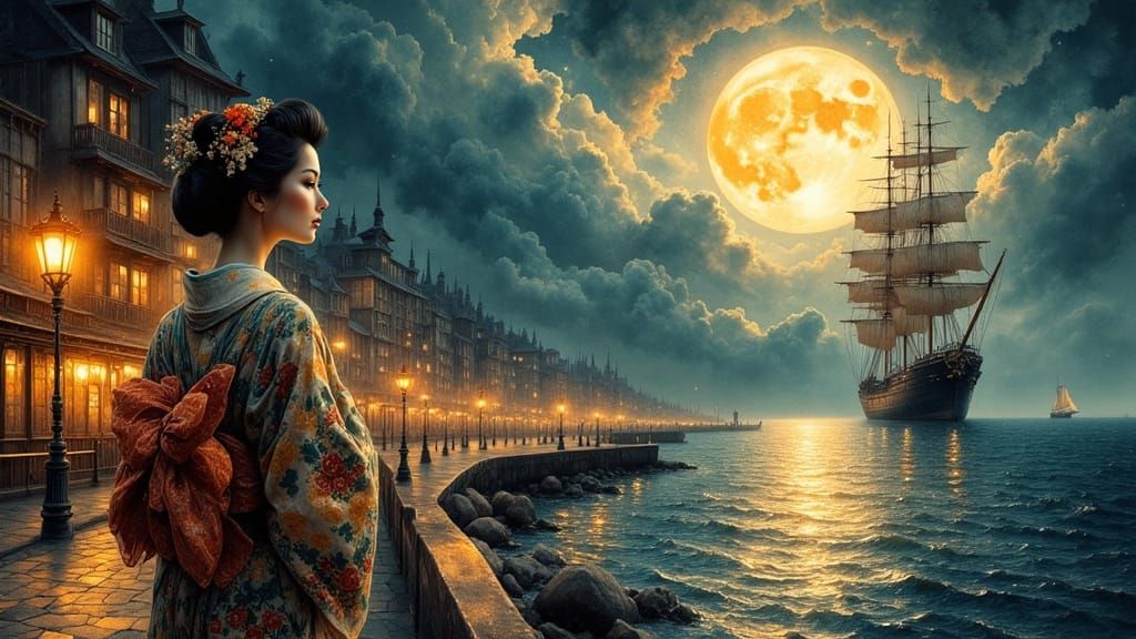 A Moonlit Farewell  by @Aristea