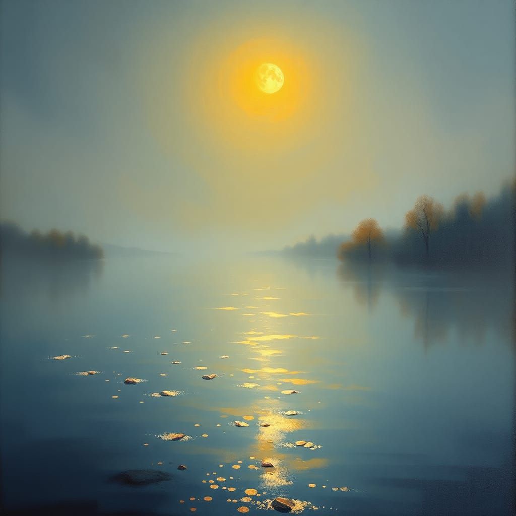 "The river. Yellow Moon"