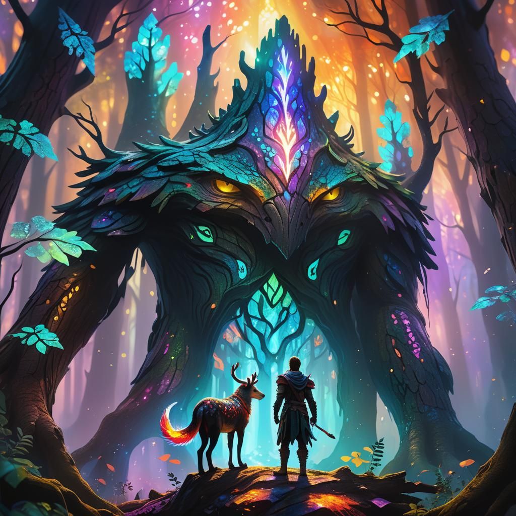 Mystical Creature in Forest: 3D Digital Art