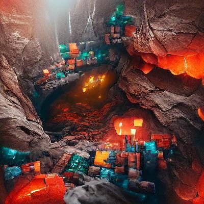 Lava cave with a mineshaft