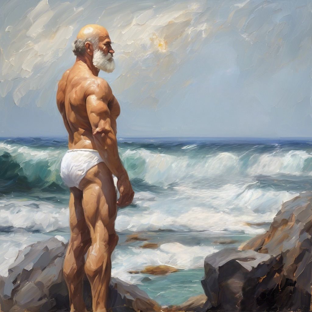 The swimmer contemplating the tides