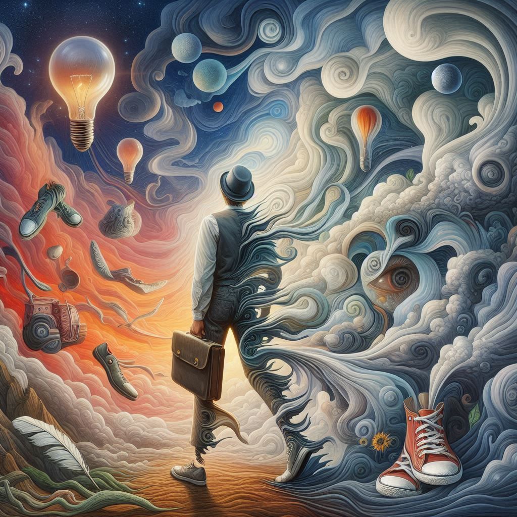 He lived between ideas and action—where daydreams grow legs, but never shoes