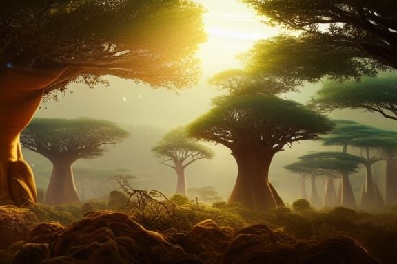 madagascar baobab tree forest undefined