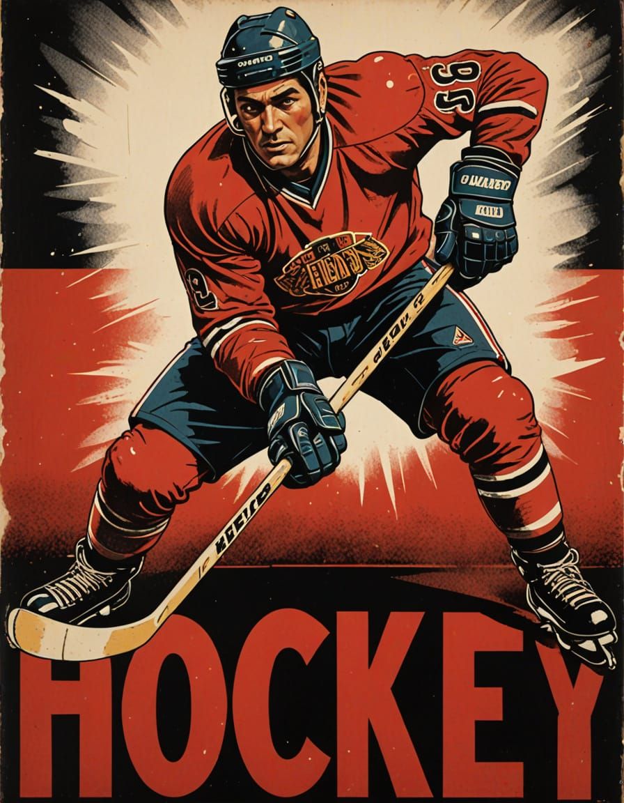 vintage Hockey Poster  by @Mike