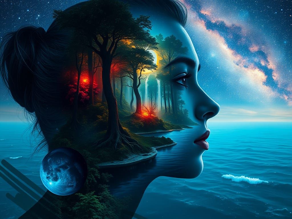  Art A  woman’s profile filled   by @Maria_fairy_id