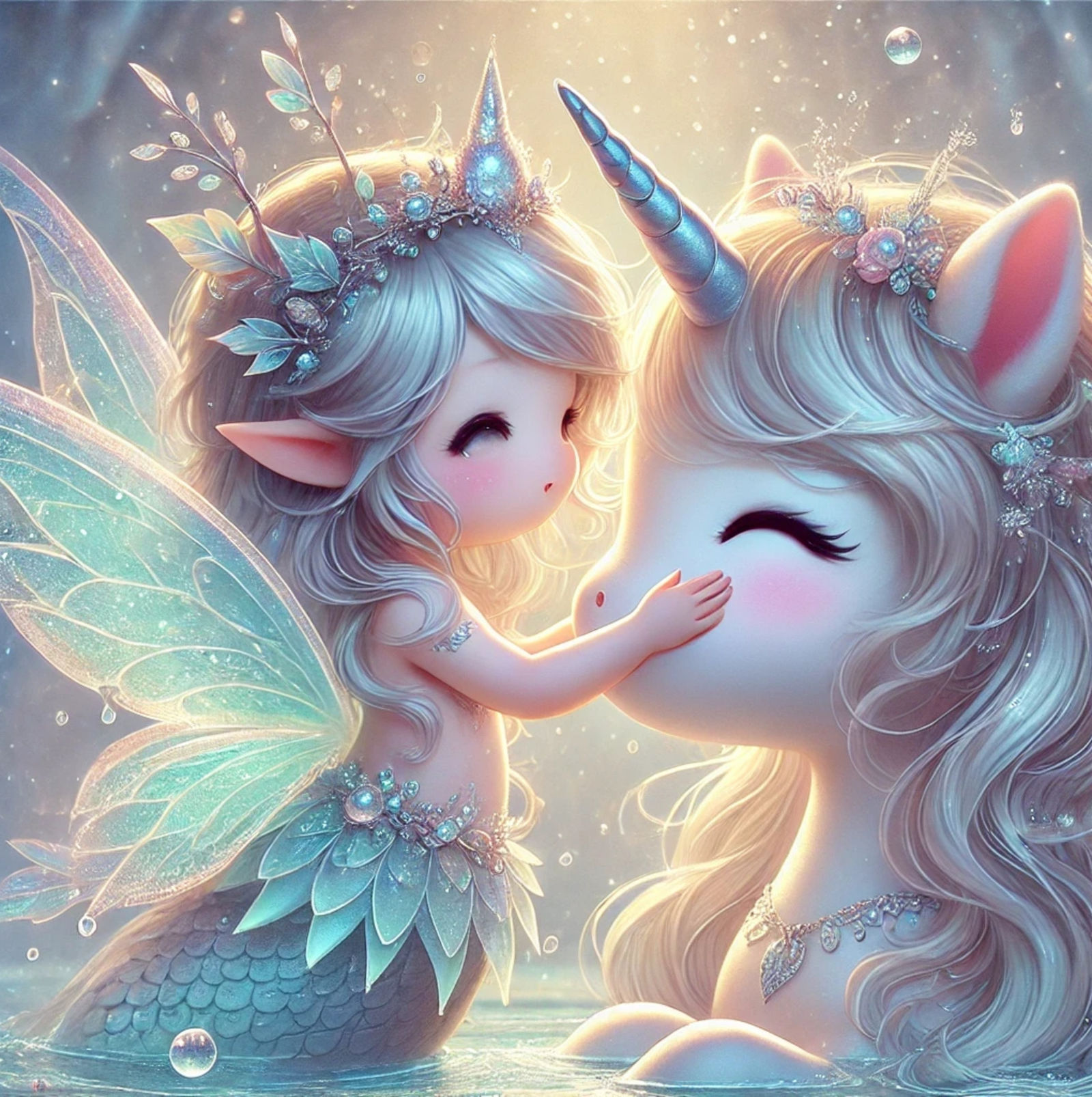 Mermaid fairy and her land-dwelling friend