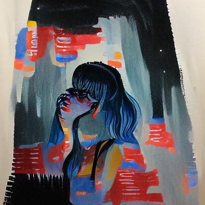 Sad girl in the darkness
