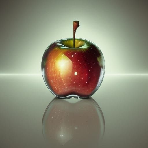 Very very very very highly detailed epic photo of a glass apple with ...