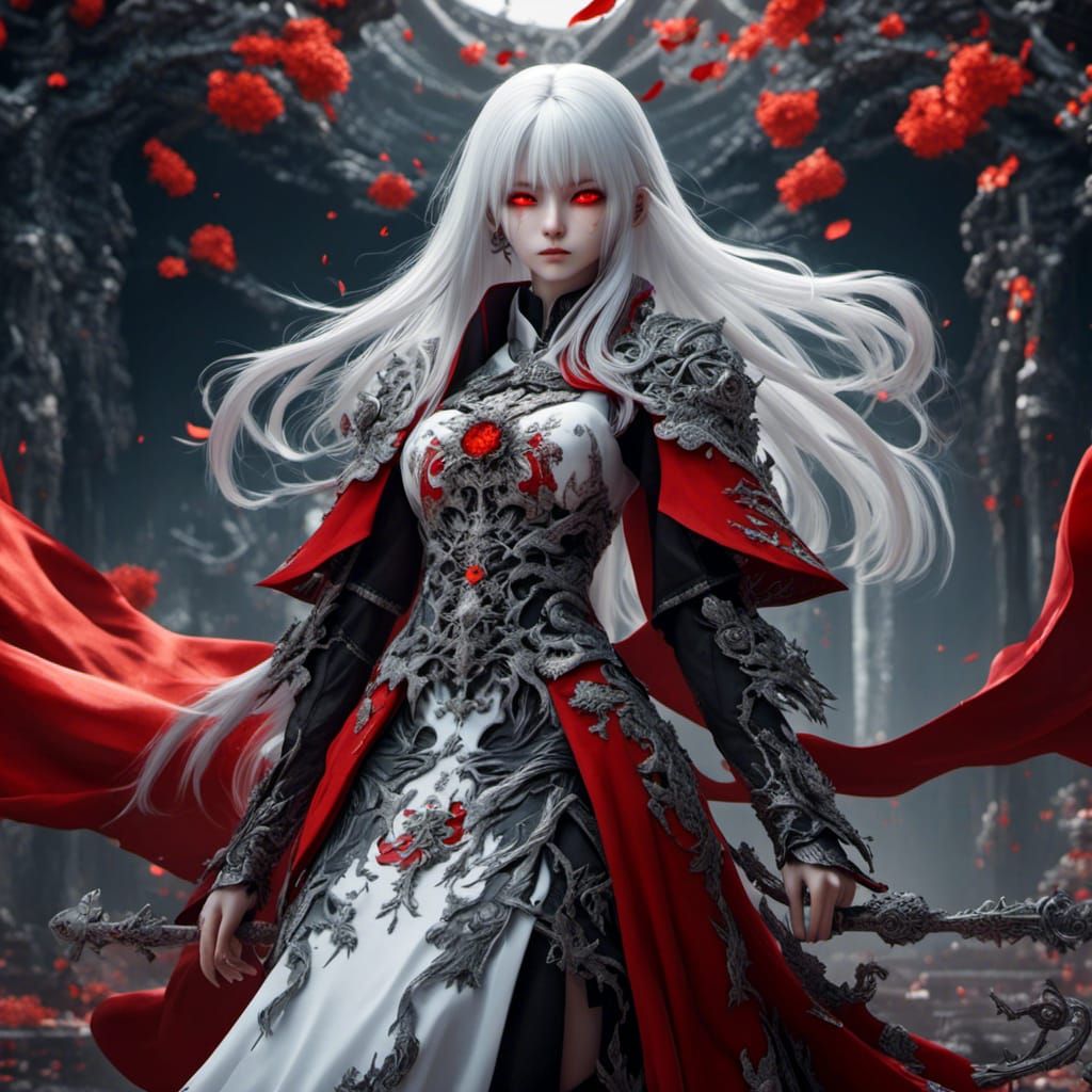 Anime Warrior Girl with Vietnamese Flag Cape