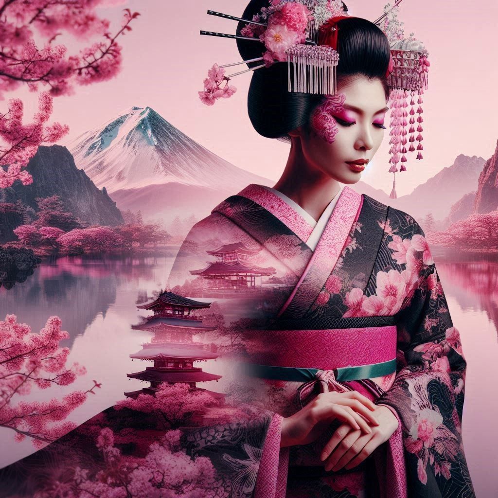 Geisha in Pink and Black  by @zephyrael