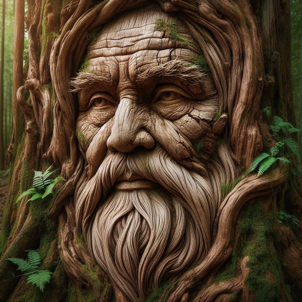 Carved tree - Wise man