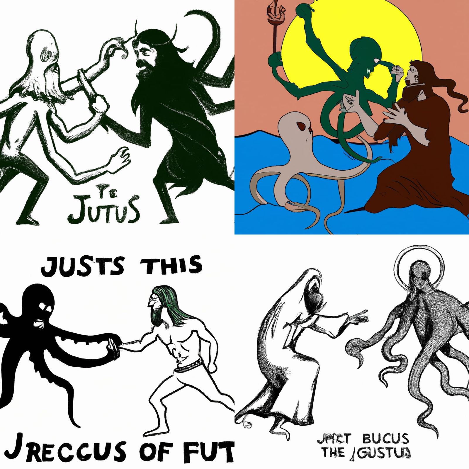 Cthulhu Vs Jesus In A Fight To The Death - Ai Generated Artwork 