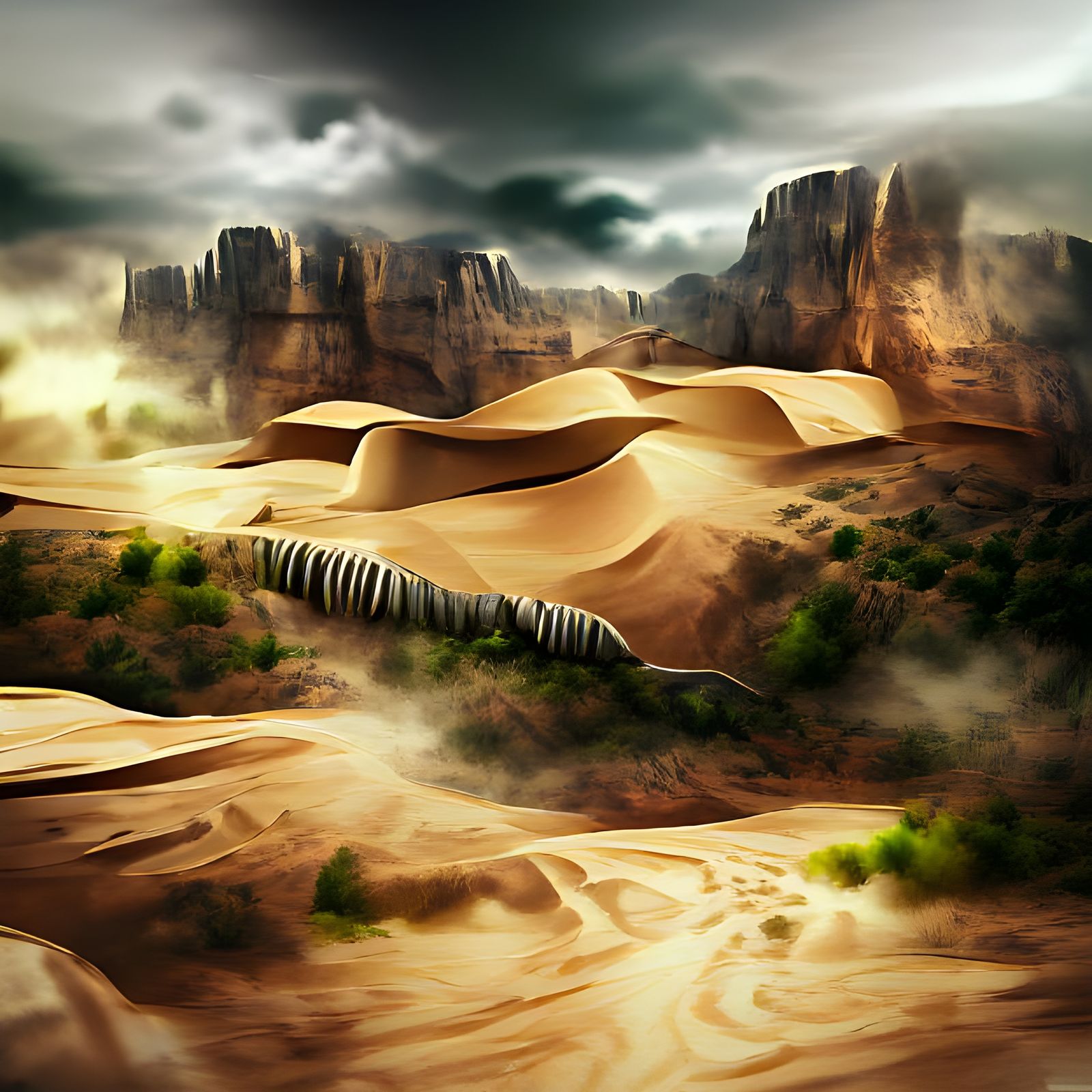 Sand canyon desert deviantart matte background matte painting - AI  Generated Artwork - NightCafe Creator