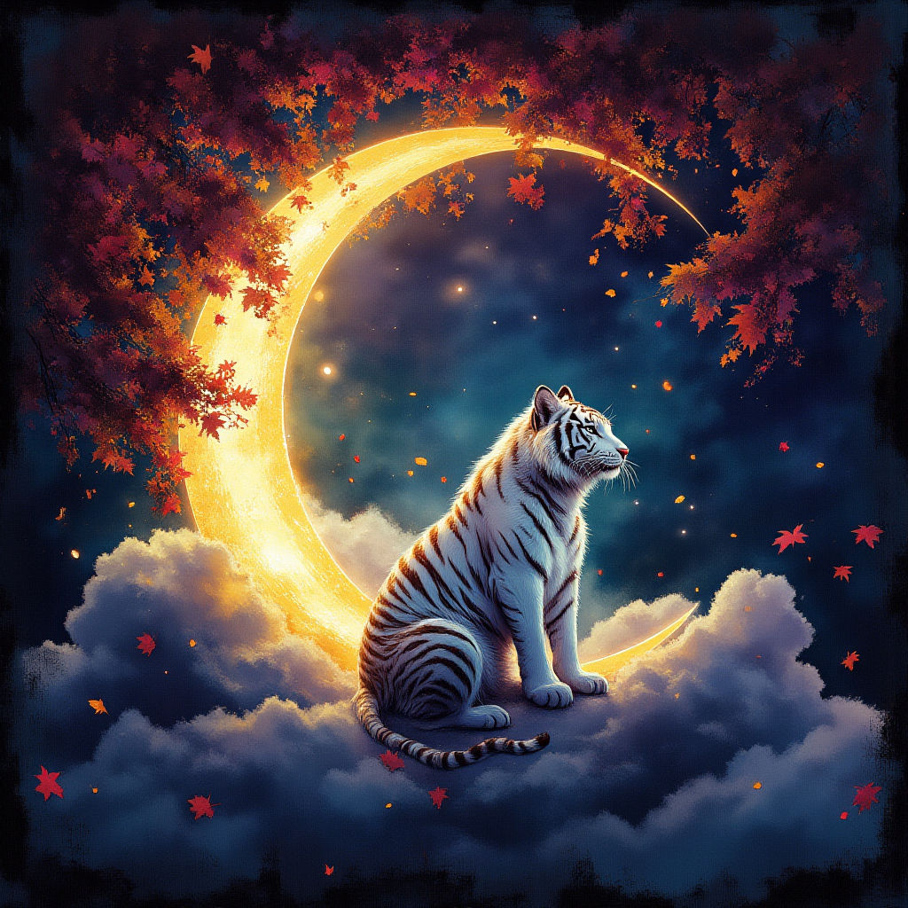 Tiger and Crescent Moon