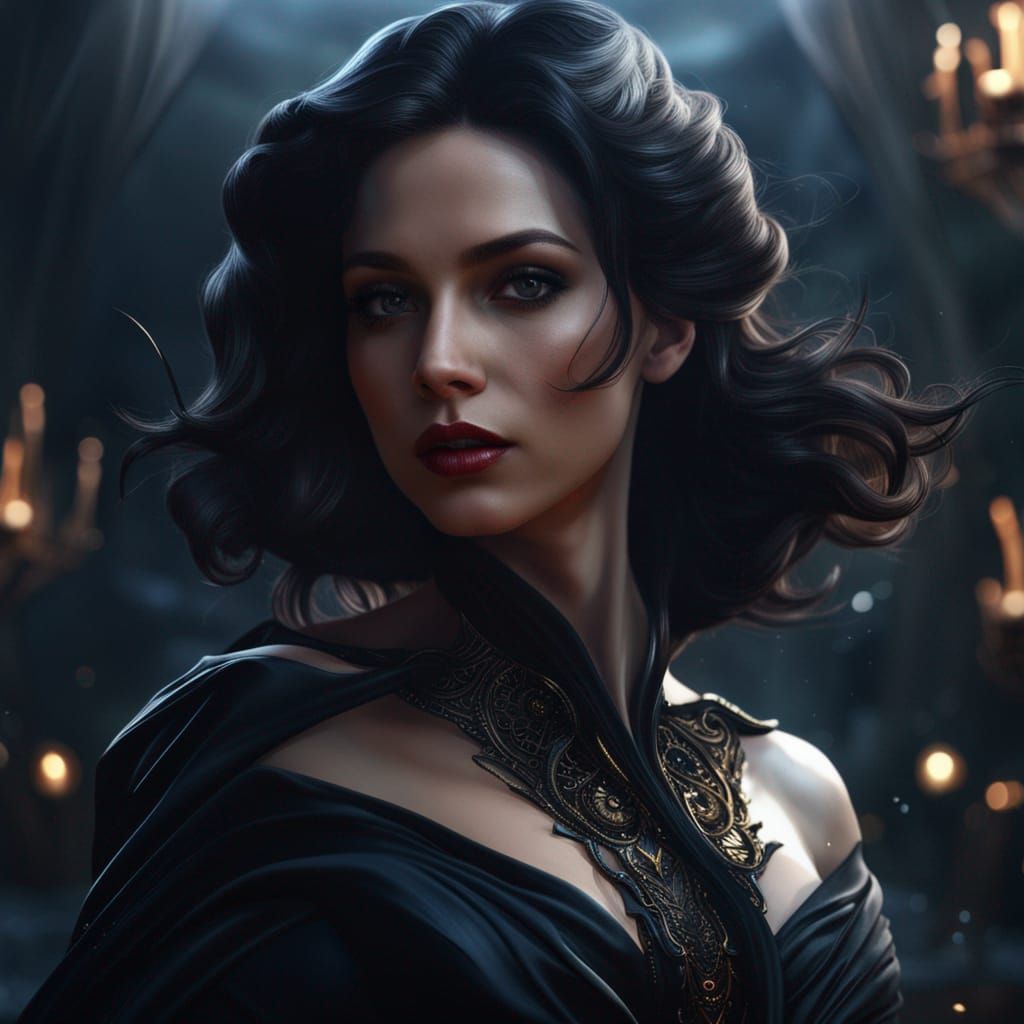 Gorgeous woman in black satin - AI Generated Artwork - NightCafe Creator