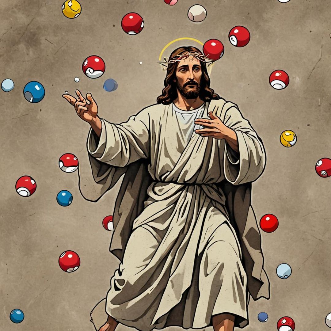 Jesus Throwing Pokéballs - Ai Generated Artwork - Nightcafe Creator