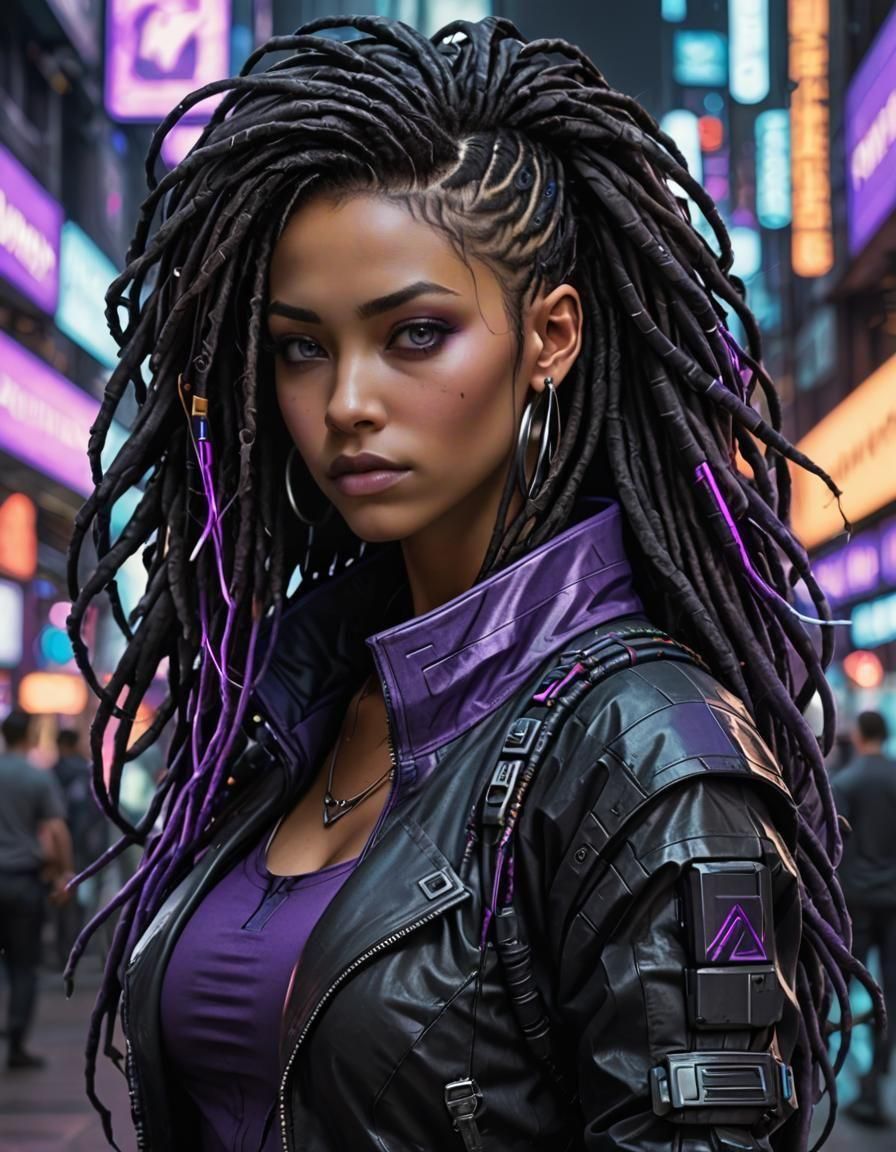 Cyberpunk style picture, Cyberpunk Netrunner female, 25 years old, jet ...