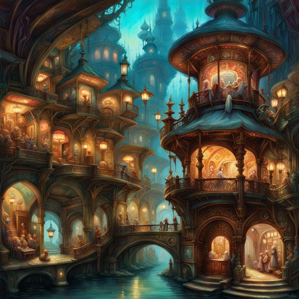 Underground Places,insanely detailed adorable gir, Stylized watercolor