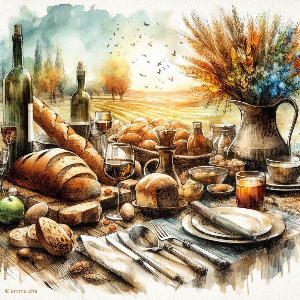 Still Life of Seeds and Bread