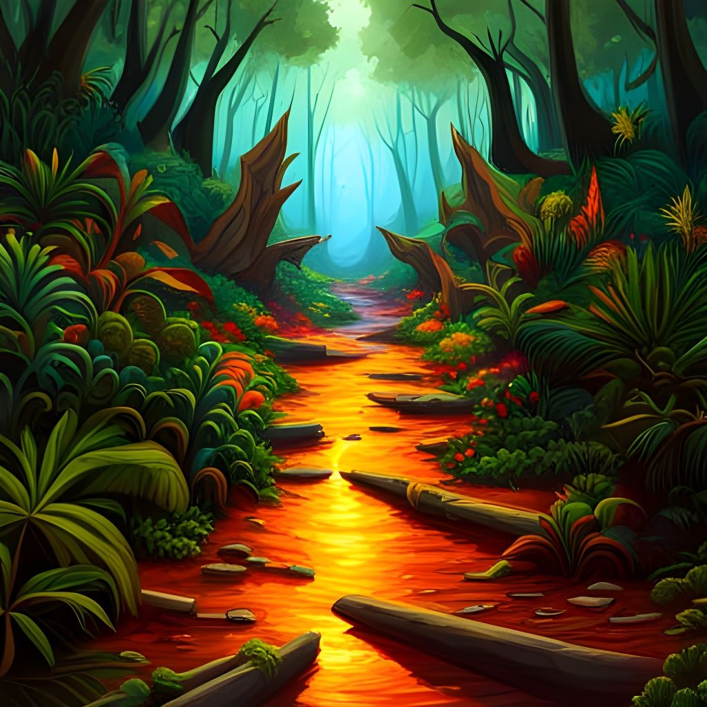 Fire river in Forest