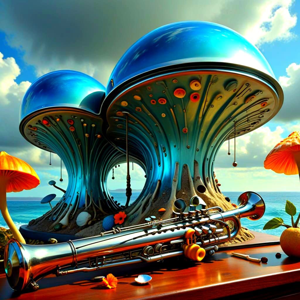 Surrealist Still Life with Dreamlike Landscape