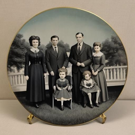 Vintage old photo of a family