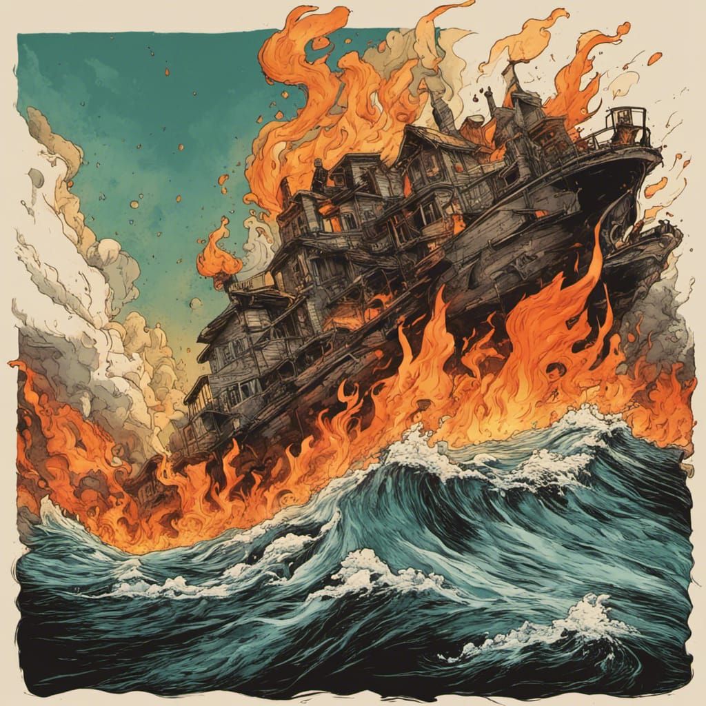 A surreal Juxtaposition of time, Water vs Fire. AI Generated Artwork