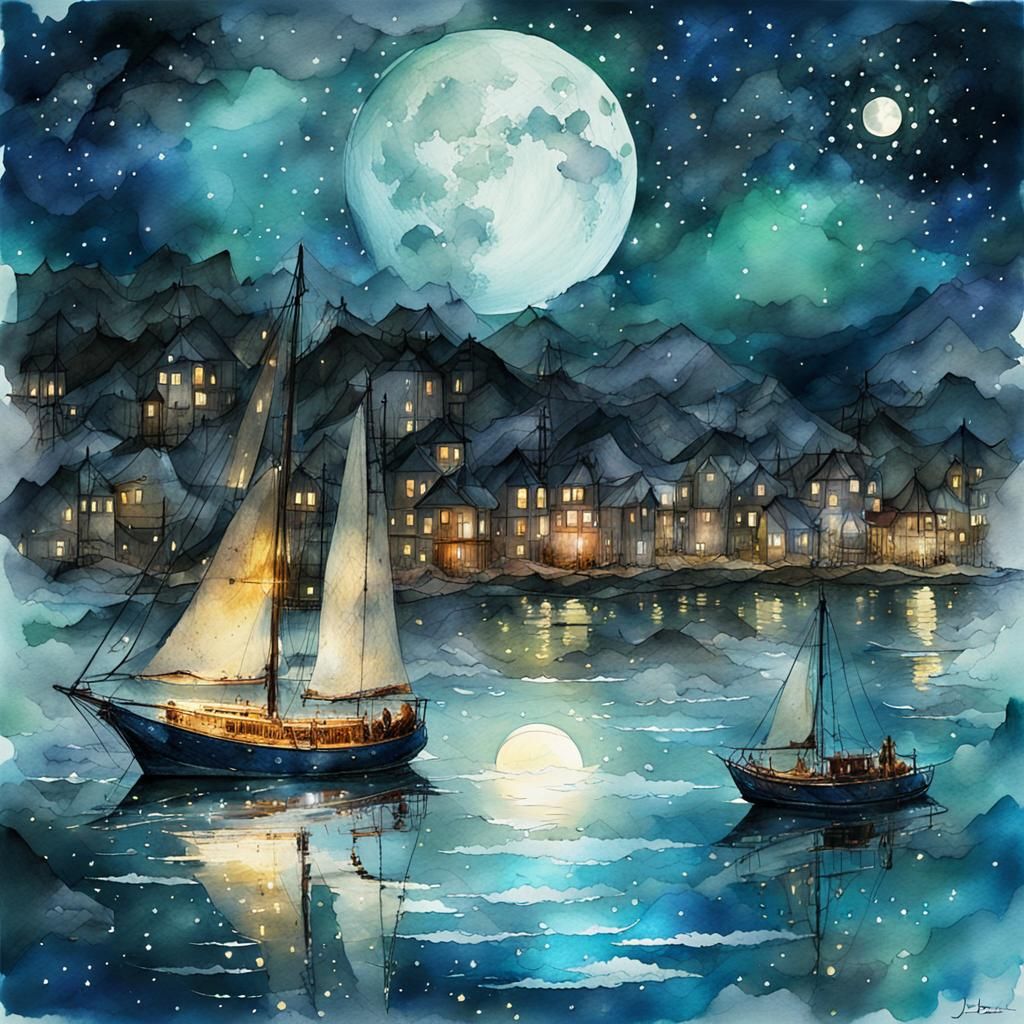Sailing in the moonlight  by @Garob