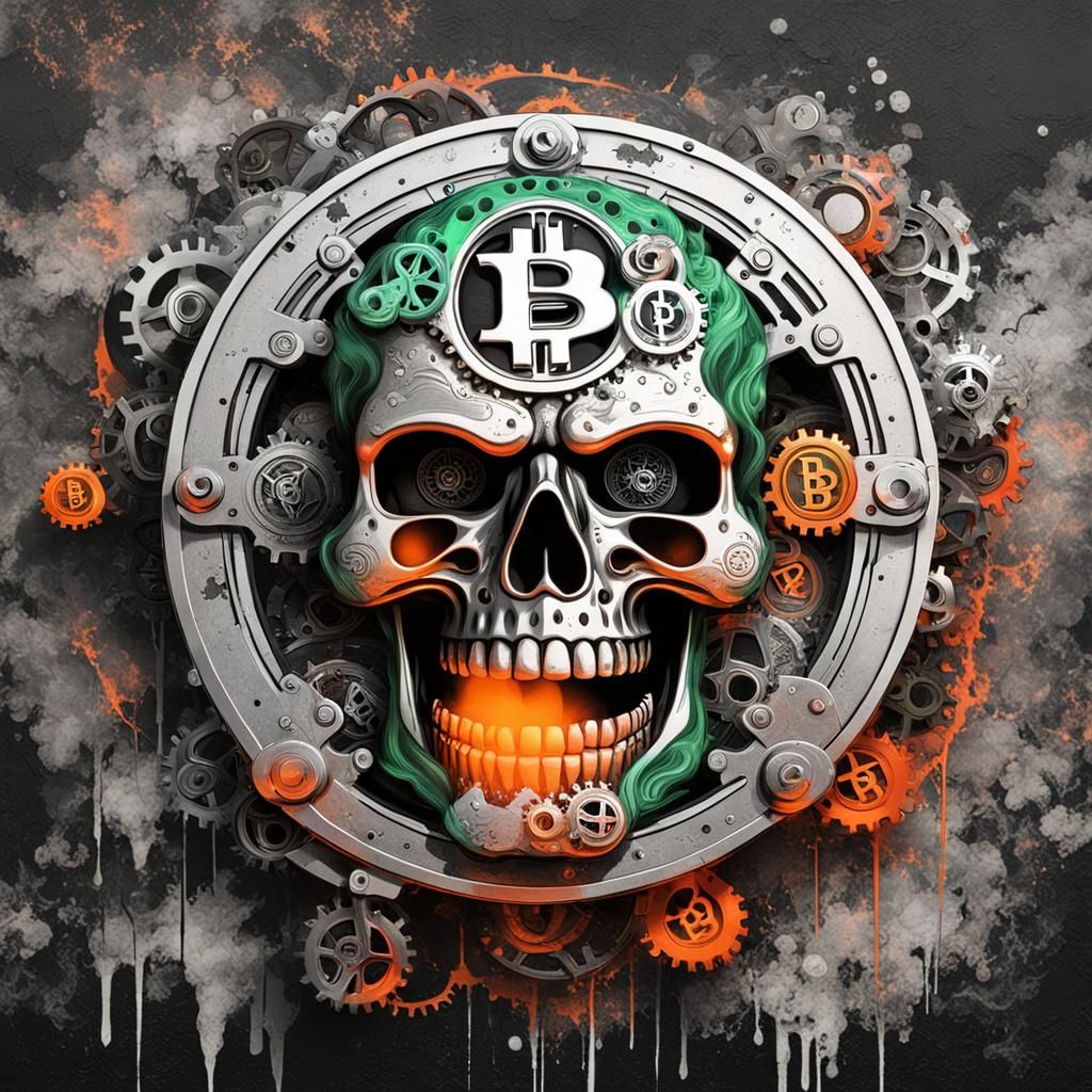 Angry Bitcoin patina silver muddy dirty and black chrome Day...