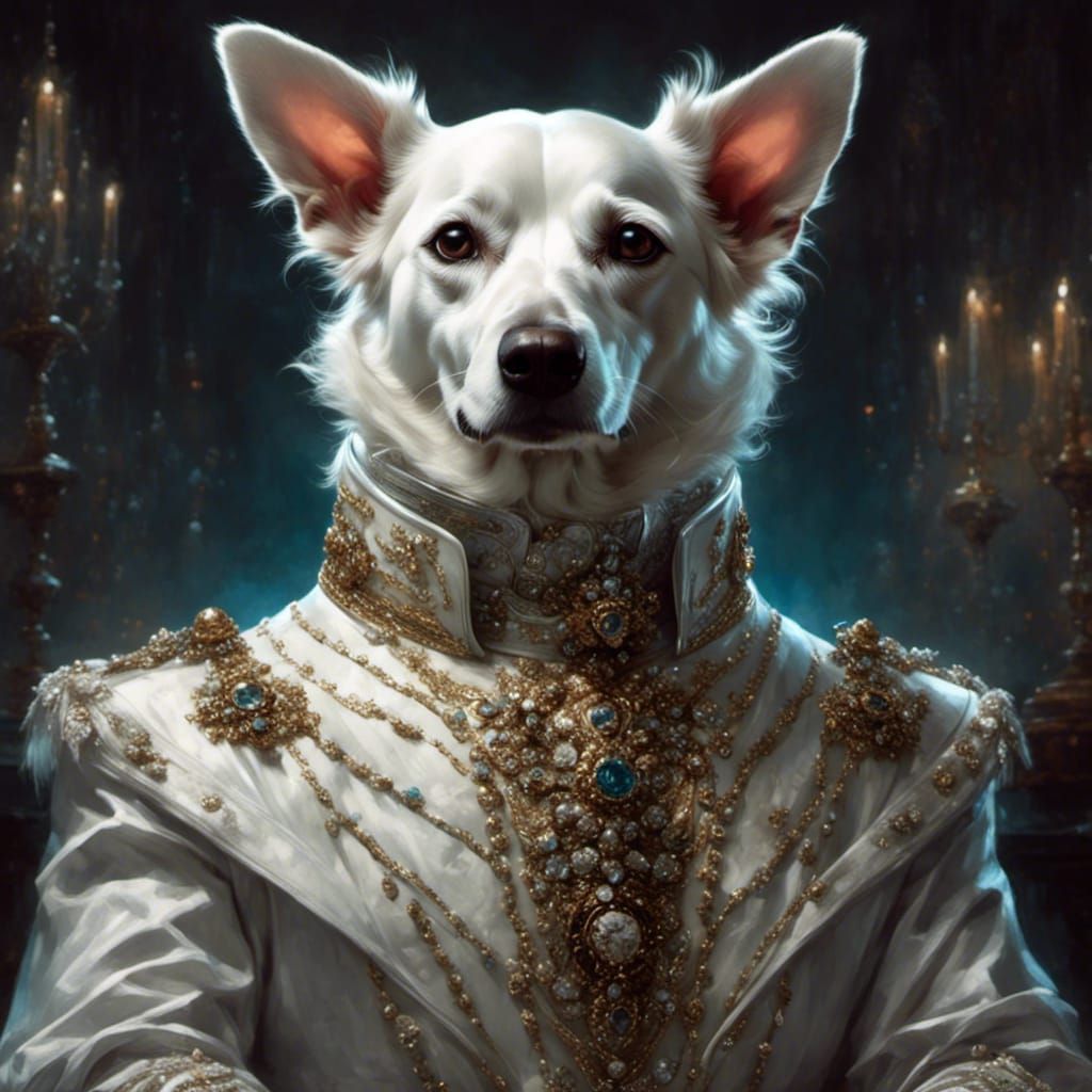 A white anthropomorphic dog <lora:Anthropomorphic:1.0> 