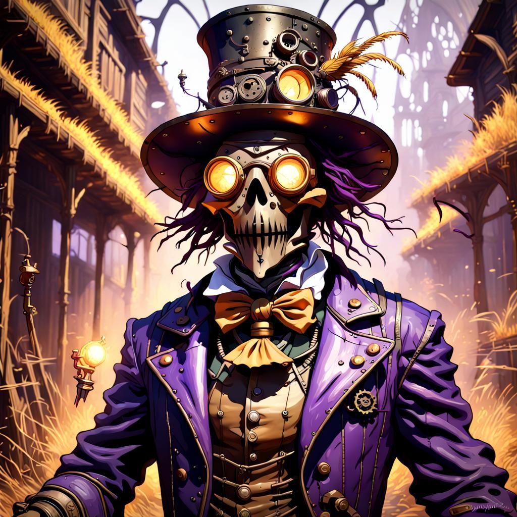 Steampunk Scarecrow walking the streets in search of a cornfield - AI ...