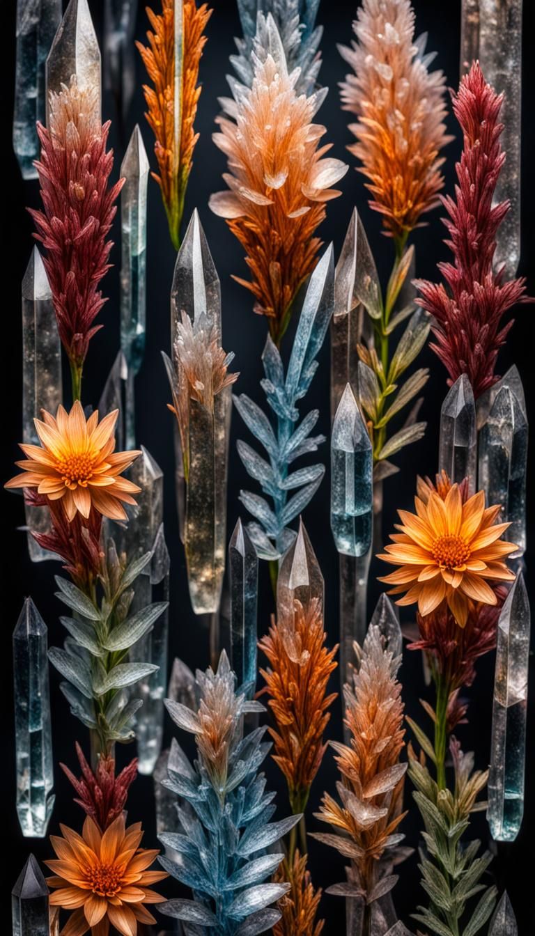 Crystal  quartz point flowers  intricate details, HDR, beaut...