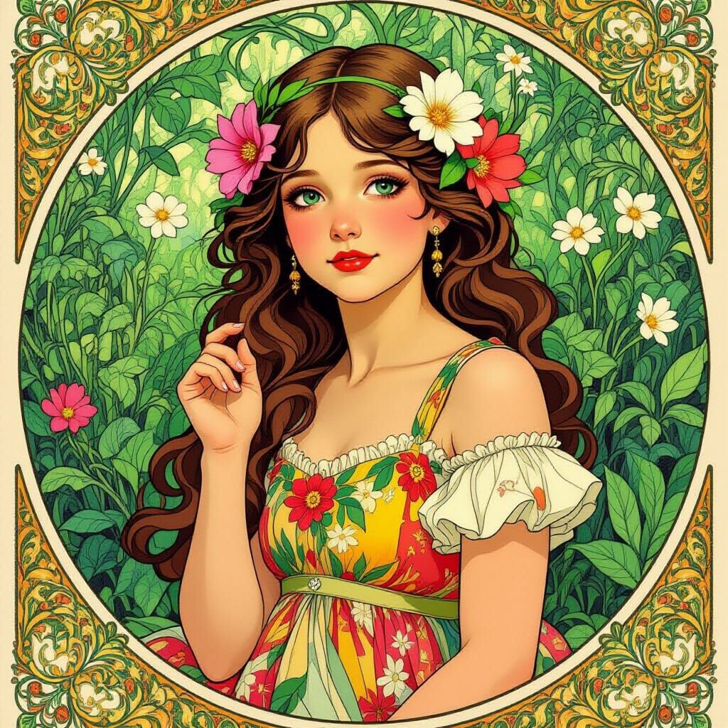 Floral Beauty in Art Nouveau Style