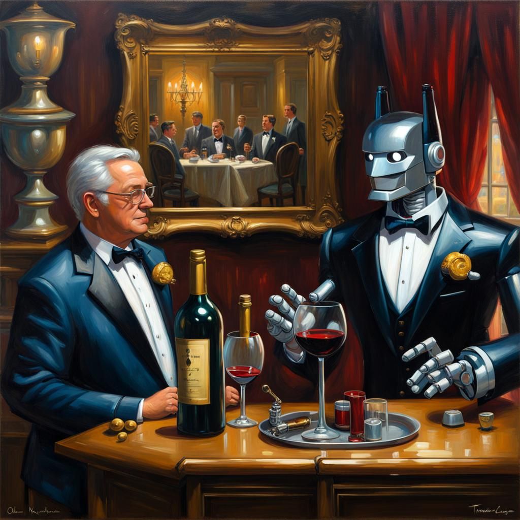 Robotic batman butler serving Alfred 