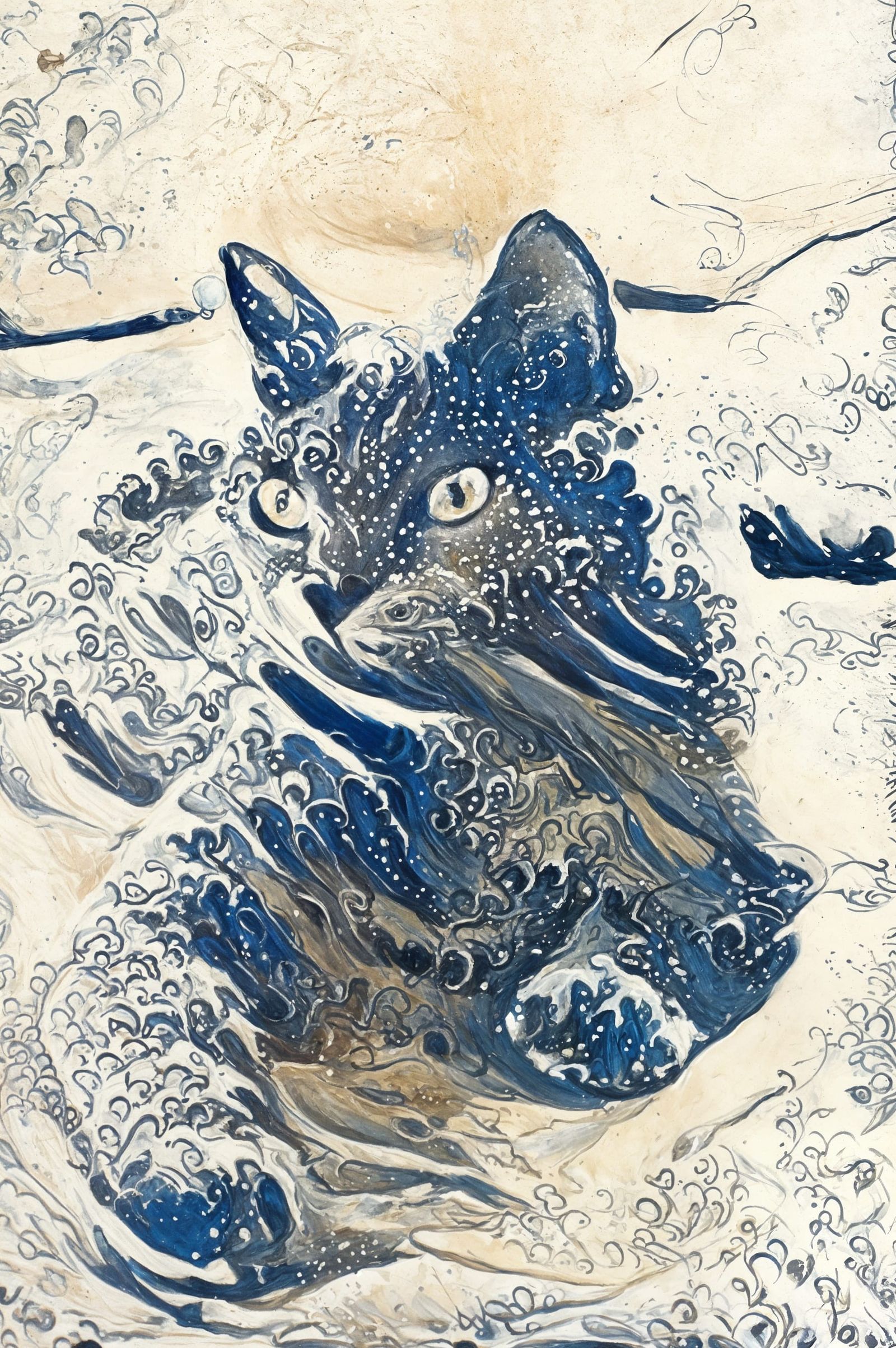 Fish are jumping and the wave is high