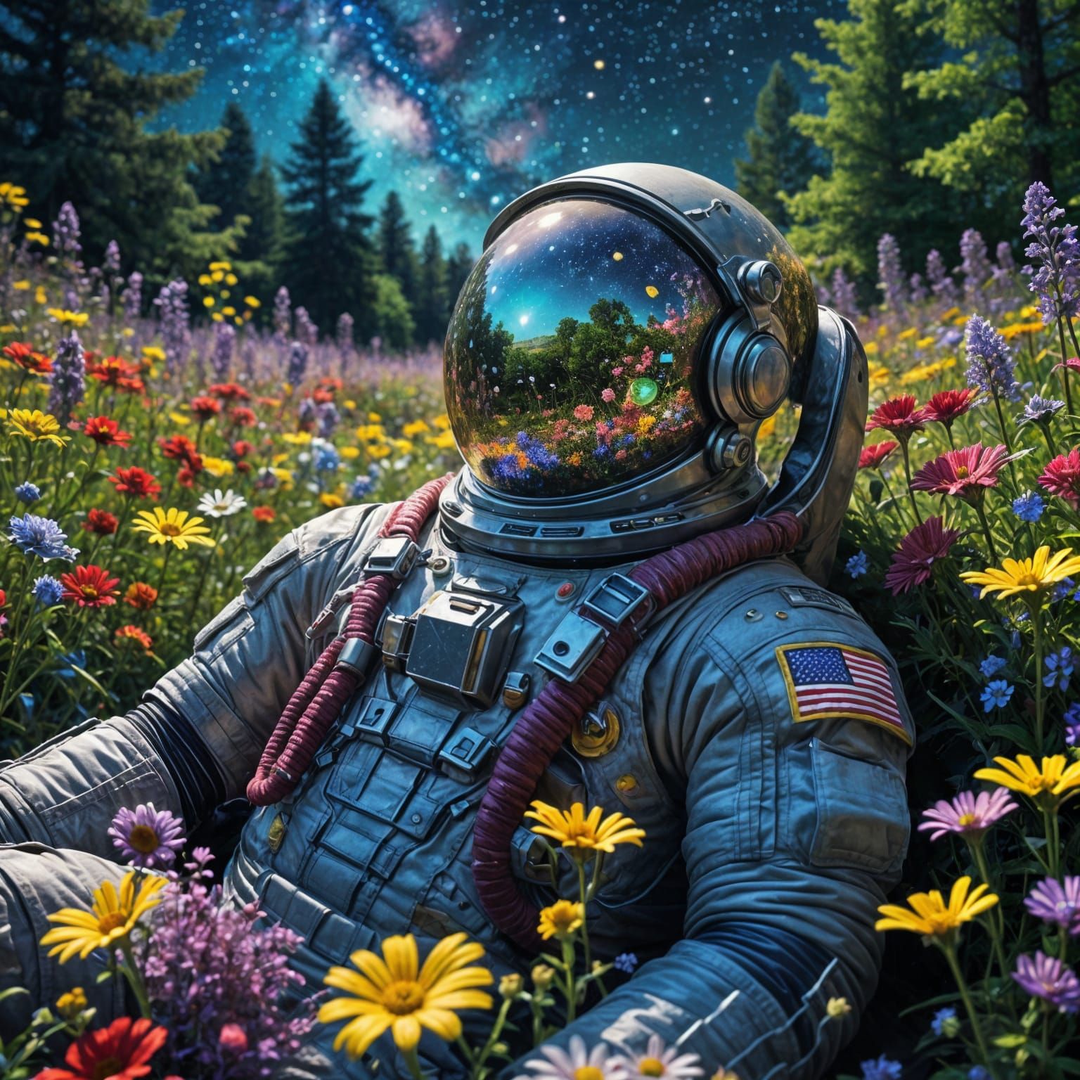 Astronaut in the flower field - 6 Likes   by @SemperVivus