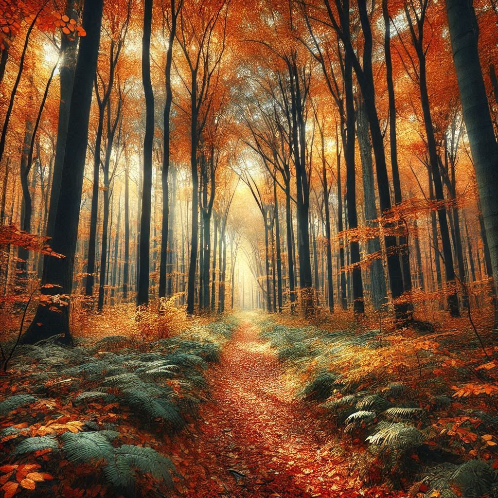 Autumn forest path