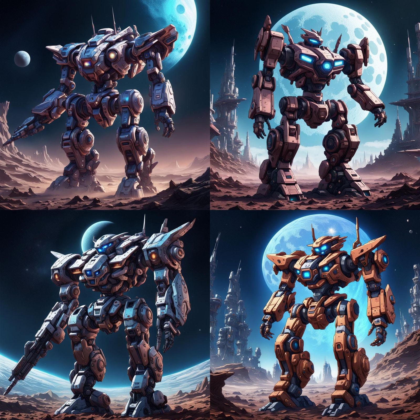 Anime mecha robots 8k resolution concept art deep color digi...