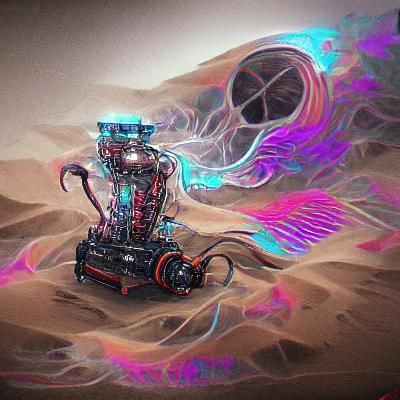 Steampunk robot in the desert
