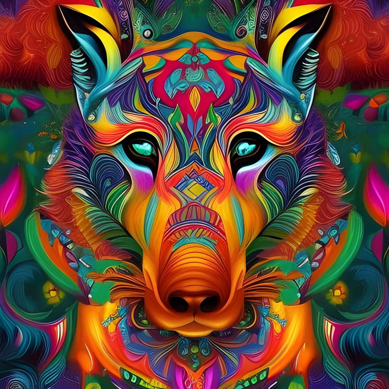 Psychedelic Rainbow wolf - AI Generated Artwork - NightCafe Creator