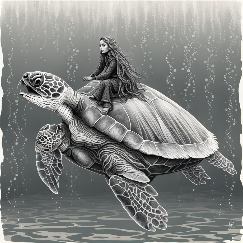 Turtle dressed as Rapunzel - AI Generated Artwork - NightCafe Creator