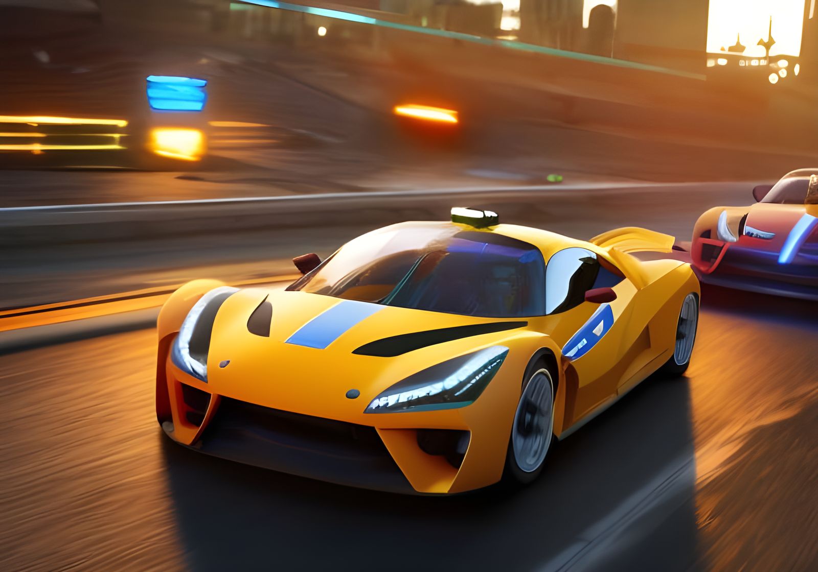 Yellow Speedster in the City - AI Generated Artwork - NightCafe Creator