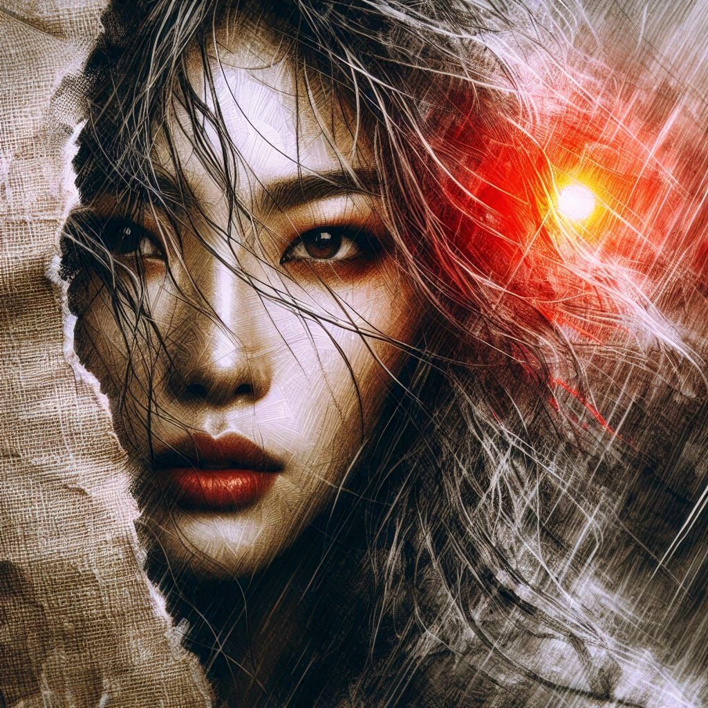 "Beyond The Torn Canvas, Her Gaze Warms Me"