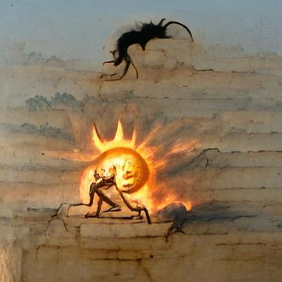 Demon fighting the sun