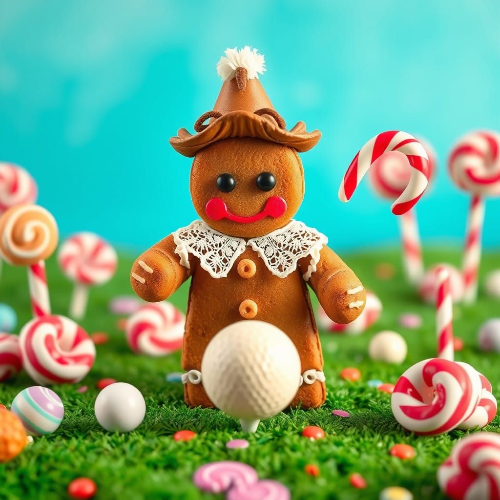 Gingerbread Golfing Gentleman in a Whimsical Wonderland