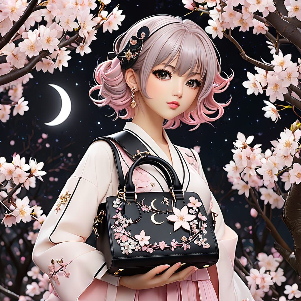 Peony and Sakura themed handbag